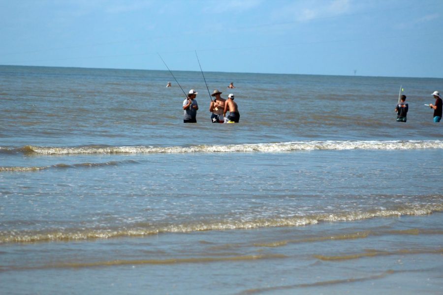 Anglers Avery Comeaux, left, junior and JAke Plante, senior, wait for bites during the fishing teams Redfish roundup event in september at Sea Rim State Park.