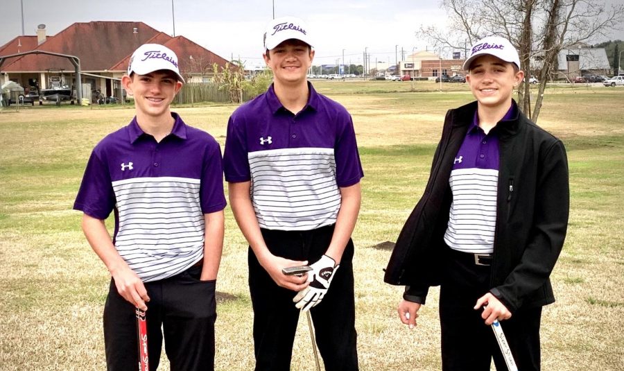 JV+golfers+Matthew+Bair%2C+Lake+Edwards+and+Christian+Lauffer+captured+1st+Place+in+their+division+during+last+week%E2%80%99s+11-team+JV+tournament+at+Babe+Zaharias+Golf+Club+in+Port+Arthur.+