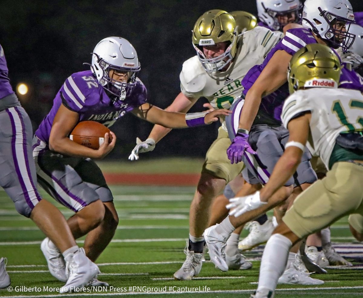 The varsity, JV and freshman football teams hosted a scrimmage with the LCM Battlin' Bears teams at Indian Stadium on Thursday, Aug. 22. The freshman and JV teams split the field for plays first before the varsity matchup. (NDN PRESS)