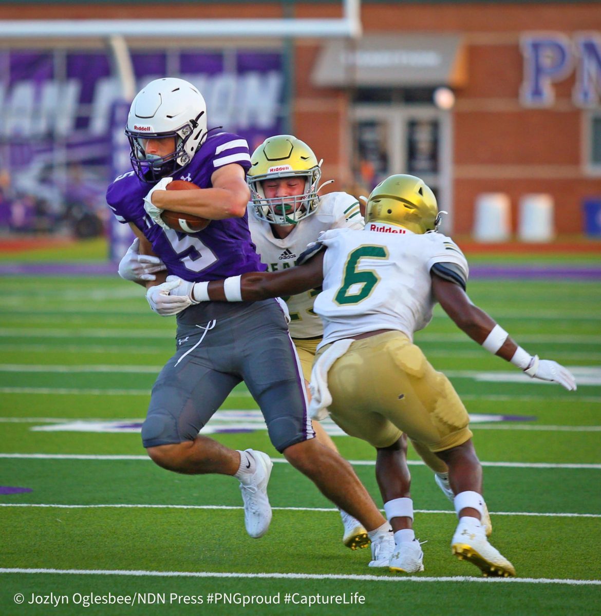 The varsity, JV and freshman football teams hosted a scrimmage with the LCM Battlin' Bears teams at Indian Stadium on Thursday, Aug. 22. The freshman and JV teams split the field for plays first before the varsity matchup. (NDN PRESS)