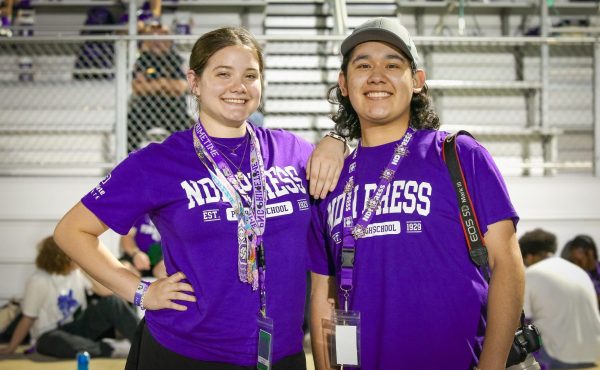 Taking over the helm at the Pow Wow are NDN Press seniors Brynna Vice, left, and Gilberto Moreno Flores. 